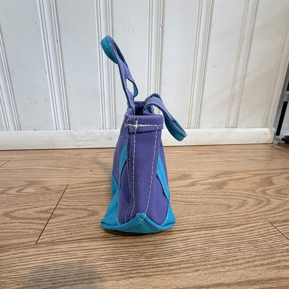 LLBean vintage mini short handled boat and tote purple blue purse bag - Picture 2 of 7
